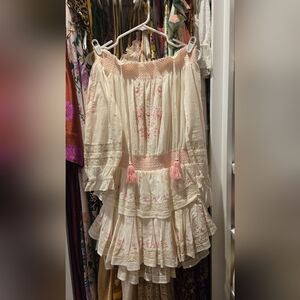 LoveShackFancy Cream Textured Dress